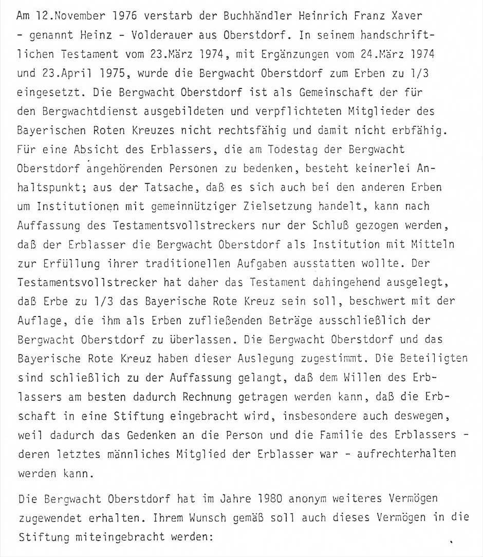 Präamber der Heinz Volderauer Stiftung